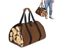 Aoreun Toile Sac à Bûche Cheminée, Transport pour Bois de Chauffage 98×46cm, Grande Capacité avec Poignées Sangles pour Cheminée, Camping, Feu de Camp