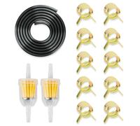 Aoreun Tuyau D'essence Kit, 2 Mètre Ø 5mm Conduite de Carburant avec 10x Colliers de Serrage et 2x Filtres à Carburant, Tuyau de Carburant Durite Essence pour Voiture Moto Tracteur Petits Moteurs