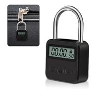 Aoreun Verrouillage de temps intelligent, Smart Time Lock avec LCD Écran, minuterie électronique 99 heures maximum, cadenas de minuterie rechargeable USB pour Prévenir Les Mauvaises Habitudes (Noir)
