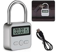 Aoreun Verrouillage de temps intelligent, Smart Time Lock avec LCD Écran, minuterie électronique 99 heures maximum, cadenas de minuterie rechargeable USB pour Prévenir Les Mauvaises Habitudes (argent)