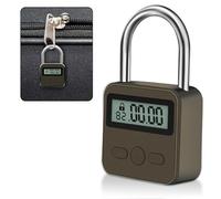 Aoreun Verrouillage de temps intelligent, Smart Time Lock avec LCD Écran, minuterie électronique 99 heures maximum, cadenas de minuterie rechargeable USB pour Prévenir Les Mauvaises Habitudes (Marron)