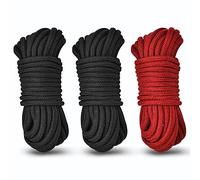Aorgasms Corde en Coton Doux - 3x10M Cordons en Coton Multifonctionnel, Corde Torsadée Épaisse de 8MM, Corde pour Nouer des Nœuds pour d'Artisanat DIY, Décor, Suspension, Corde de Camping (Noir+Rouge)