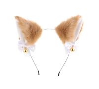 AORHOFJ 1 Pièces Serre-Tête d'halloween,Fox Ears,Masque Loup Garou,Serre-Tête Fait Main en Fausse Fourrure avec Oreilles De Loup pour Halloween, Noël, Cosplay, Fête，Queue de Renard