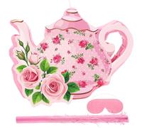 Aoriher 4 Pièces Pinatas de Fête de Thé Décors de Fête Thème de Fleurs Lot de Petites Piñatas Théière avec un Bandeau, Bâton et Confettis Fournitures de Fête de Tasse de Thé (Théière)