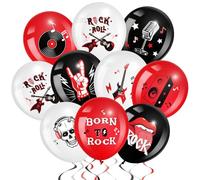 Aoriher 54 Pcs Rock and Roll Party Decoration 12 Inch Born to Rock Latex Balloons Music Theme Band Favors for Holiday 70s 80s 90s Band Bar Music Themed Birthday Party Supplies