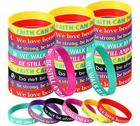 Aoriher Lot de 30 bracelets bibliques en caoutchouc - Bracelet inspirant en silicone - Foi vers biblique - Bracelet religieux - Citation motivante - Cadeau d'invités - Église pour hommes et femmes