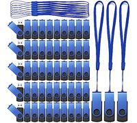 Aoriher Lot de 50 clés USB 2.0 en vrac, clés USB portables avec cordon, clés USB pivotantes pour le stockage de données au bureau, à l'école (bleu, noir, 128 Mo)