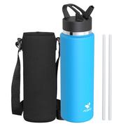 AORIN Gourde Isotherme - 1L - Bouteille d'eau Isotherme avec Paille - Bouteilles Metal Étanche Large Bouche pour Garder Chaudes et Froides - Gourde sans BPA pour Gym, Sport, Voyages