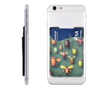 AoRom Insect Atlas Porte-cartes de téléphone imprimé en cuir, adhésif sur poche pour cartes de crédit pour smartphones, blanc, 91701, blanc, taille unique, blanc, Taille unique