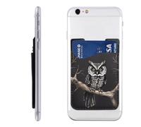 AoRom Late Night Owl Porte-cartes de téléphone en cuir avec motif hibou, adhésif sur poche pour cartes de crédit, blanc, taille unique, blanc, Taille unique