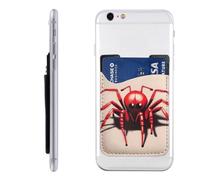 AoRom Porte-carte de téléphone mignon avec imprimé petite araignée rouge, porte-cartes de téléphone en cuir, adhésif sur poche pour cartes de crédit pour smartphones, 91701, blanc, taille unique,
