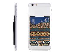 AoRom Porte-cartes de téléphone imprimé avec texture ethnique tribale africaine, porte-cartes de téléphone en cuir, poche adhésive pour cartes de crédit pour smartphones, blanc, taille unique, blanc,