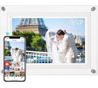 Aorpdd Cadre Photo numérique WiFi Acrylique de 10,1 Pouces capacité de 32 Go, écran Tactile IPS, Cadre Transparent, Rotation Automatique, partagez Vos Photos et vidéos avec l'application Frameo.
