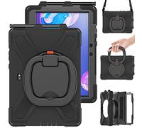 Aosailjet Coque pour Samsung Galaxy Tab Active Pro 10.1 T540 T545 T547, Étui Housse de Protection Antichoc, avec Support Rotatif, Bandoulière Épaule et Porte-Crayon (Noir)