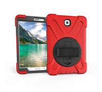 Aosailjet Coque Samsung Galaxy Tab S2 8.0 T710 T713 T715 T719, Étui Robuste Antichoc, Support Rotatif 360 et Dragonne, Protection Housse pour Samsung Galaxy Tab S2 8.0 T710 T713 T715 T719 (Rouge)