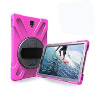 Aosailjet Coque Samsung Galaxy Tab S4 10.5 T830 T835 T837, Étui Robuste Antichoc, Support Rotatif 360 et Dragonne, Protection Housse pour Samsung Galaxy Tab S4 10.5 T830 T835 T837 (Rose Rouge)