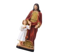 AOSAIXIS Résines Religieuses Artisanat Sainte Famille Sculpture Père avec Fils Décoration De Table pour Un Spirituel Catholique Père Et Table D Ornement