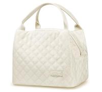 AOSBOS Sac à Déjeuner Isolé pour Femme Cabas Repas Isotherme pour Lunch Pique-nique Travail Boulot Camping, Beige & Motif à Losanges