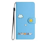 AOSBUTURY Coque pour Samsung A23 4G/A23 5G,Pochette Protection Housse Etui en PU Cuir Synthétique Portefeuille [Béquille] [Fentes pour Cartes] pour Galaxy M13 4G/M23 5G (6.6 Pouces),Chaton&Bleu