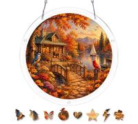 AOSERI Puzzle en acrylique Attrape-soleil au bord du lac | Kit attrape-soleil cabane au bord du lac de 18,8 cm, puzzle 81 pièces en acrylique pour adultes, décoration d'automne