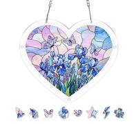 AOSERI Puzzle en acrylique Attrape-soleil, Iris Papillon Jigsaw Puzzle | Kit attrape-soleil papillon de 20,8 cm, puzzle de 66 pièces en acrylique pour adultes, décoration de fenêtre en forme de cœur