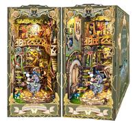 AOSFYORR Livre Nook Kit pour Adultes, Bricolage Booknook Miniature Dollhouse Kit étagère Insert Decor Alley, 3D Puzzle Book Nook Modèle Kit avec LED, Vert Fairyland