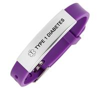 Aospkle Bracelet d'alerte médicale pour homme et femme, bracelet d'alerte médicale réglable en silicone pour diabétique, anticoagulant, épilepsie, type 1 diabetes, Silicone, Pas de gemme