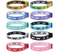 Aospkle Lot de 10 bracelets chrétiens WWJD pour femmes et hommes, bracelets cadeaux chrétiens, bracelets WWJD - Bracelet Que ferait Jésus ?, Fibre de polyester, Pas de gemme
