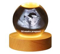 Aosrioylt Boule de Cristal Personnalisée pour échographie de Bébé, Cadre Photo à échographie Personnalisable, Sphère Magique avec Base Lumineuse LED, Cadeau Souvenir Personnalisé Gravé en 3D
