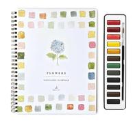 Aosrioylt Cahiers d'aquarelle, cahiers d'aquarelle for débutants, Coffret de 12 Couleurs avec Pinceau, Fournitures de Peinture, Cahier d'aquarelle for Enfants, Adultes et Adolescents(Flowers)