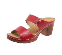 Aosrioylt Sandales Orthopédiques élégantes for Femmes, épaisses En Cuir Avec Talons, Semelles Souples Confortables(RED,8)