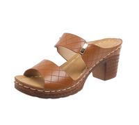 Aosrioylt Sandales Orthopédiques élégantes for Femmes, épaisses En Cuir Avec Talons, Semelles Souples Confortables(DARK BROWN,8)