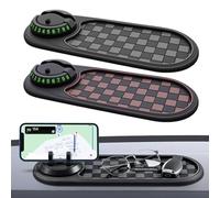 Aosrioylt Tapis Antidérapant Multifonction for Voiture, Support De Téléphone Portable 4 en 1 Rotatif à 360°, Tapis Antidérapant for Tableau De Bord avec Support Universel, for Téléphones(Black+Brown)