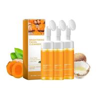 Aosrioylt Turmeric Face Wash, Gevona Pure Glow Cleanser, Turmeric Foaming Facial Wash with Brush, Acid Moisturising Cleanser,Foaming Facial Cleanser for All Skin,Deep Cleansing of Facial Skin(3pc)