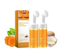 Aosrioylt Turmeric Face Wash, Gevona Pure Glow Cleanser, Turmeric Foaming Facial Wash with Brush, Acid Moisturising Cleanser,Foaming Facial Cleanser for All Skin,Deep Cleansing of Facial Skin(2pc)