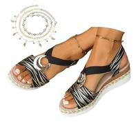 Aosrioylt Women's Leather Platform Wedge Orthopedic Sandals,Comfortable Orthopedic Arch Support Shoes,Platform Wedge Sandals(Noir,4/37)