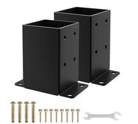 AOSTD Lot de 2 bases de poteau de 10,2 x 10,2 cm - Taille intérieure de 9,1 x 9,1 cm - Supports de poteau de clôture en bois de calibre 13 - Supports de poteau de balustrade avec revêtement en poudre