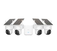 Aosu 2K Camera Surveillance Exterieure sans Fil, 4 Cam-Kit avec Homebase, Zéro Frais, 360° Panoramique PTZ, 3MP WiFi Solaire