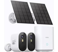 aosu 2K Caméra Surveillance Extérieure Solaire sans Fil, 2 Cam-Kit avec Home Station, sans Abonnement, 120 Jours de Stockage Local, Détection de Mouvement Vision Nocturne Couleur, 2,4/5GHz Wi-FI