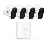 aosu 2K Caméra Surveillance WiFi Extérieure Intérieur sans Fil, 4 Cameras Kit avec aosuBase, sans Abonnement, Ultra Grand Angle, Autonomie Jusqu’à 240 Jours, Alerte Al Détection, Suivi Inter-Caméras