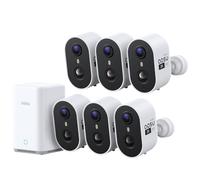 aosu 2K Caméra Surveillance WiFi Extérieure Intérieur sans Fil, 6 Caméras Kit & 2.0 aosuBase, sans Abonnement, Extensible à 1 to, AI PIR Détection, Alarme Son & Lumière Vision Nocturne en Couleur