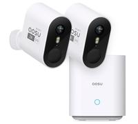 aosu 2K Caméra Surveillance WiFi Extérieure Intérieur sans Fil, Kit 2 Caméras avec aosuBase, sans Abonnement, Autonomie Jusqu’à 240 Jours, Audio Bidirectionnel Nuit en Couleur, Alerte Al Détection