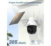 Aosu 2K Camera Surveillance WiFi Exterieure sans Fil, Solaire, 360° Pan/Tilt, Camera Exterieur sans Fil, Vision Nocturne,