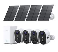 AOSU 2K Caméra Surveillance WiFi Extérieure Sans Fil Solaire, 4 Cam Kit & aosuBase 2.0, Sans Abonnement, Local Extensible Jusqu’à 1 To, Alarme Son & Lumière, Vision Nocturne TrueColor AI PIR Détection