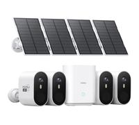 AOSU 2K Caméra Surveillance WiFi Extérieure sans Fil Solaire - Kit 4 Caméras avec HomeBase, sans Abonnement Mensuel, Local 32 Go, Détection de Mouvement, Vision Nocturne Couleur Alerte, WiFi 2,4/5GHz