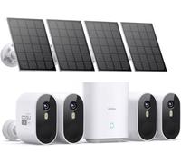 AOSU 2K Caméra Surveillance WiFi Extérieure sans Fil, Solar Security Cameras Kit, Base+4 cam, sans Abonnement- Enregistrement Local