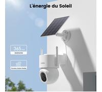Aosu 3K 5MP Caméra Surveillance WiFi Extérieur sans Fil, Panneau Solaire Mobile Haute Capacité, 360° PTZ, AI Détection Personne