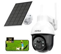 Aosu 3K Caméra Surveillance WiFi Exterieure sans Fil, 5MP Camera de Surveillance Extérieur avec Panneau Solaire Mobile pour