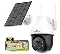 AOSU 3K Caméra Surveillance WiFi Exterieure sans Fil, 5MP Camera Exterieur Solaire, 360° PTZ Suivi Automatique, Détection IA Personne/Véhicule, Vision Nocturne Couleurs Alarme Lumineuse & Sonore