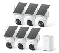aosu 3K Camera Surveillance WiFi Exterieure sans Fil Solaire, Kit 6 5MP Caméras & 2.0 aosuBase, sans Abonnement, 32 Go Local & 1 to Extensible, Détection IA PTZ 360° Suivi Auto Personne & Véhicule